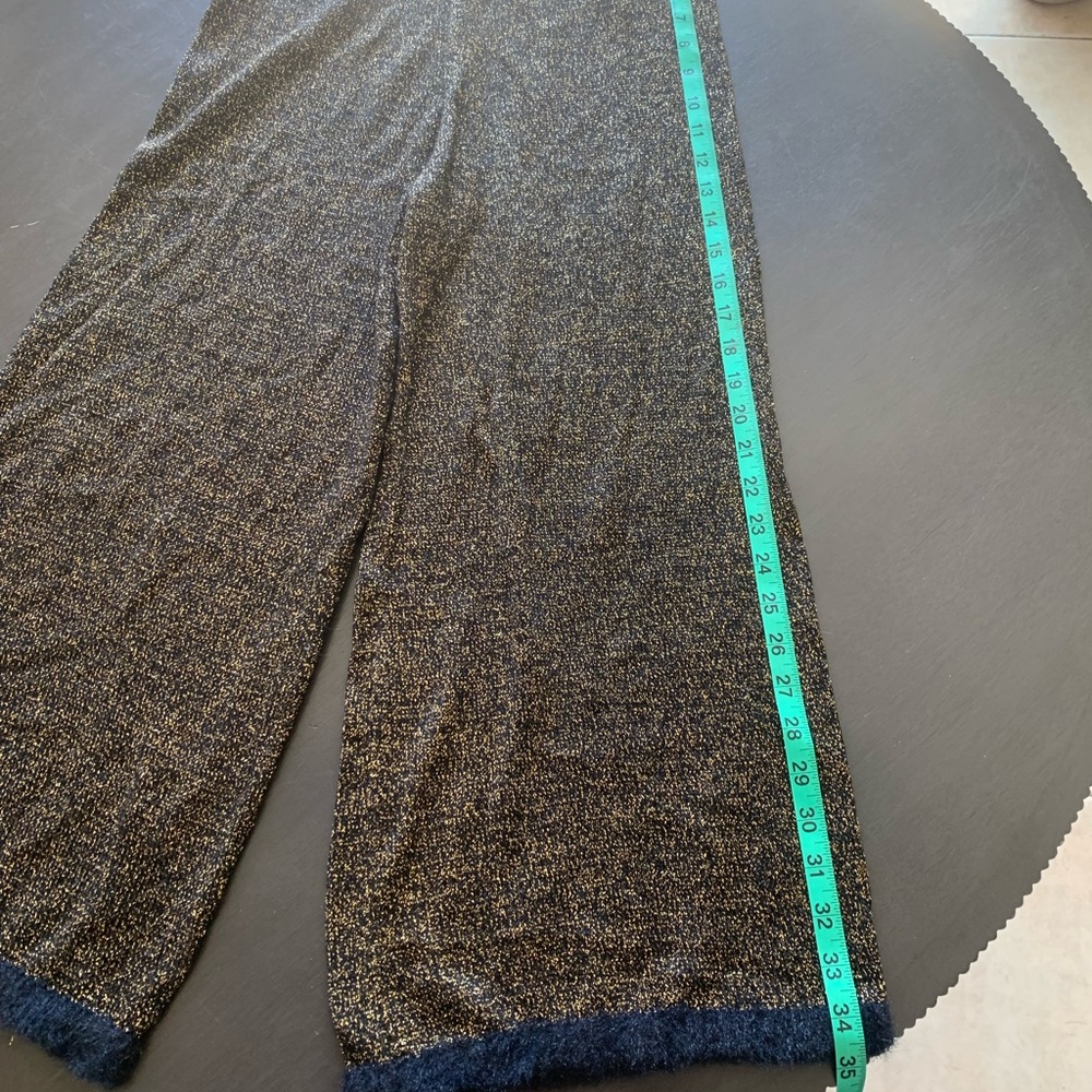 Zara Knit Black And Metallic Gold Loose Fitting Pants Women’s Medium - Picture 7 of 7